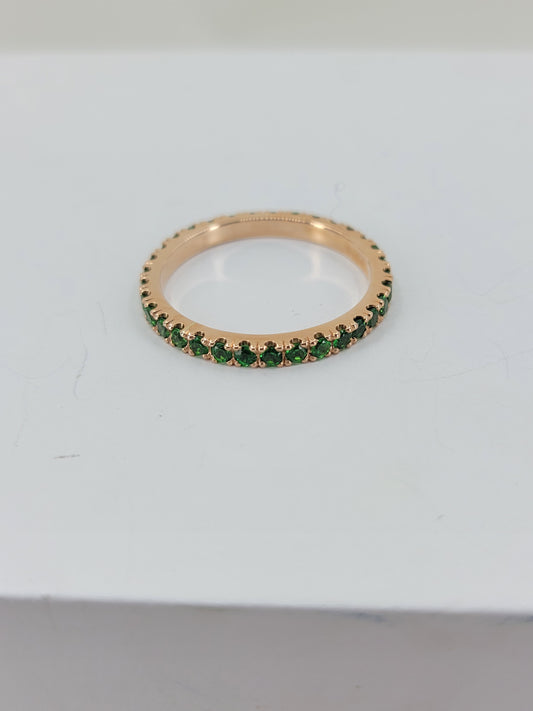 Tsavorite eternity rose gold ring | size 9